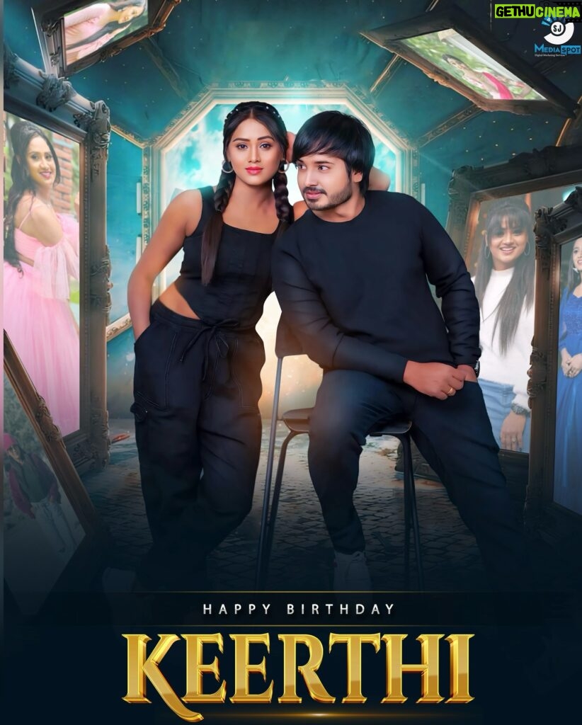 Keerthi Bhat Instagram - Happy Birthday to dear friendu the kind-hearted and talented actress @keerthibhatofficial 🥳 On this special day, we wish you endless happiness and smiles that never fade. Your warmth and kindness touch everyone around you, and we are grateful for the beautiful friendship we share.😇🥰 Hope our bond continues to grow stronger, not just as friends, but as family.🤗 May you achieve great success in all your upcoming projects, and may this year bring you even more joy and fulfillment.😃 Keep shining brightly Keerthi, and know that we will always be here cheering you on🤟🎉 You and your life partner @its_vijay_karthek bro are truly made for each other 🫶 #happybirthday #keerthikeshavbhat #actress #biggboss #biggbosstelugu #sjmediaspot #birthdaycelebrations #kindhearted #jaggudarling