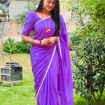 Keerthi Bhat Instagram - Colour loves me💙🥰. Saree n blouse by : @nihira_designerstudio #keerthibhat #love #ursradha #madhuranagarilo