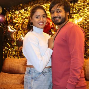 Keerthi Bhat Instagram - I Never thought anyone would ever makes me smile . laugh,and capture my heart  as fast as u have.,💗 Thank you  @its_vijay_karthek  mamma for this( 100 days  anniversary of engagement) beautiful suprise......i know ur not well but still u ...🥲. thank you so much and ofcourse I love u💗 U made my day special.Im so glad to have u💞 Thank you for coming my life🥰

Location:@bingetown_in

#couplegoals #keeka #100daysengaged💍 #happyanniversary❤️ loveumamma💞