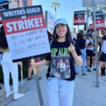 Keiko Agena Instagram - Pic by @alexsongxia! Thanks novelist Elaine Hsieh Chou for repping a #HepAlien shirt on the picket lines today. (I’ve never seen that one 💕) If you LOVE words you’re probably a fan of #GilmoreGirls. (We had all the best words.) Support the WGA so that all the words you love can continue to be written. Thanks Alex and Terry for also being out there on the picket lines. #WGAstrong #sagaftramember #1u