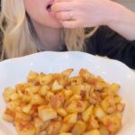 Kelly Kruger Instagram - PERFECT ROASTED POTATOES 🥔 These are SO GOOD! I think the secret is using red potatoes but you can use any kind and they will be as good. Are you a potato lover? Chips, fries, baked potatoes, loaded parties smashed potatoes you name it it’s a problem for me 🤣 Start by boiling your potatoes until just soft enough to poke with a fork but not too soft. About 15 min. Let cool Cut into cubes Toss in avocado pil or olive oil Season with salt, pepper, garlic powder onion powder and paprika Bake at 425 for about 25/30 min until desired crispiness. Season with more salt to taste. We love making bowls with these. I can share an example if you want it! #potatoes #roastedpotatoes #foodlover #recipe #eeeats #damnthatsdelish #comfortfood #feedfeed #crispypotatoes #viralrecipes #easyrecipes #buzzfeedfoods