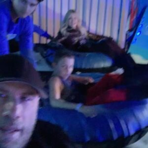 Kelly Preston Instagram - Sledding with my boys at Gaylord Palms Ice!... and their Polar Express Ice  Sculpture exhibit was GORGEOUS!! ❄️☃️❄️❄️❄️