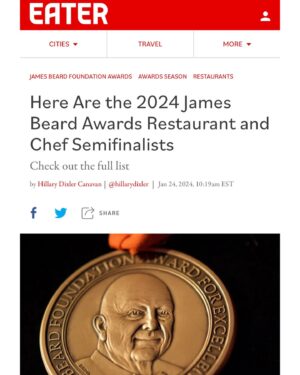 Kelsey Barnard Clark Instagram - There are hardly times where words leave me & tears flow. Winning Top Chef was number one. Being nominated for a James Beard Award is now two. This is a tough career y’all- it’s hard on the body and even harder on the brain. When I decided to leave fine dining and pave my own way in my small Alabama town I pretty much gave up on any dreams of winning this prestigious award. Becoming my definition of a Chef became significantly less important to me than being a leader, a businesswomen, and a change maker in this field. I put my team before the dreams and second guessed it, a lot. Now I know that that’s what being a great Chef is all about.

Thank you JBF, my clients, fans, diners, town, state, teams, families and friends. Making all of you proud has always been the real deal. Fellow nominees: I’m so honored to be on this list of true superstars- thank y’all for setting the bar so damn high that this truly feels unbelievable.