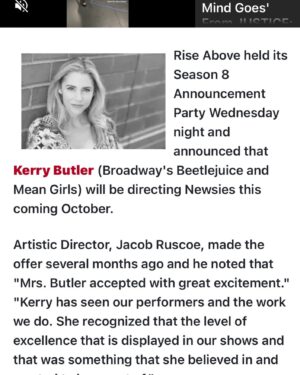 Kerry Butler Instagram - Now is the time to seize the day!!! Here is to new adventures!  Directing Newsies in florida next fall!  #newsies #disney #disneyonbroadway 😳😳📰🗞️#musicaltheater @officialbroadwayworld @marciaciriello 📸