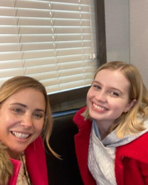 Kerry Butler Instagram - Hey!  This is what I was doing the last time I got covid!  #Honorsociety comes out tomorrow @paramountplus .  I loved this script by @davidagoodman1 and direction by @oranzegman- But don’t take my word- look at this rave review in @variety .  Here are some BTS with @angourierice and @gatenm123 Third picture shows one of my outfits- nothing more flattering than an apron over a chunky sweater 😂 #momswholovetobake Last picture - i had a fireplace in my trailer!! FANCY!  Thanks  @bardenschneecasting #tiffanymakcasting  for helping to make it work with my crazy schedule!!! 💕 #honorsocietymovie Also i’m back in @beetlejuicebway on sunday!! #stupidcovid