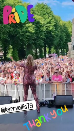 Kerry Ellis Instagram - What an end to a crazy day ! Thank you @pridecanterbury for having me … what’s. Brilliant event full of joy and wonderful people! I loved it …. See you all again soon 🌈🌈🌈