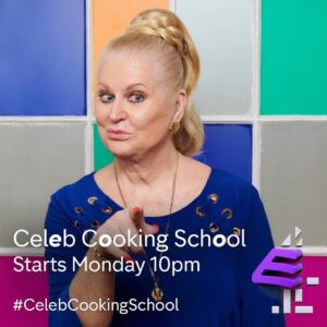 Kim Woodburn Instagram - I shall be on E4 on Monday 5th at 10pm  Celebrity Cooking School. Hope you can tune in, my loves!