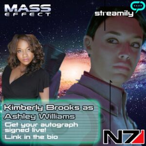 Kimberly Brooks Instagram - I’ve got a lot of events for you today! From 11am-1pm PST the cast and crew of Mass Effect will be doing a live stream on YouTube! Link in stories. And don’t forget about my Instagram live from 10am-11am PST and again from 6pm-7pm PST! You can still grab a print for me to sign at the link in my bio. See you all there! #n7day