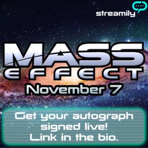 Kimberly Brooks Instagram - Mark your calendars! Join me Saturday, November 7 from 10-11am PST and again from 6-7pm PST for my live stream signing here on IG. Click the link in my bio and grab your favorite print now. I will sign it live! Can’t wait to meet you! #MassEffect #ashleywilliamsmasseffect #N7 #streamily #signinglive