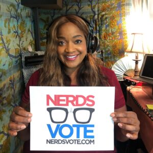 Kimberly Brooks Instagram - Hey, fellow nerds! It’s National Voter Registration Day! If you aren’t registered already, this is your chance to join the legions of nerds like us casting their ballots this year! Register Now at NerdsVote.com. #NerdsVote #NatlVoterRegDay