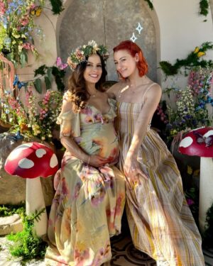 Kimberly Daugherty Instagram - These two ladies turned me into a forest fairy yesterday to celebrate Baby #2. Thank you @seaweanie & @gypsymarrow for throwing such a beautiful shower and all the incredible women who came to celebrate. Due to covid, we didn’t do an in-person shower with Wilder, so this was extra special. 🧚🏼‍♀️ 🍄 🌲