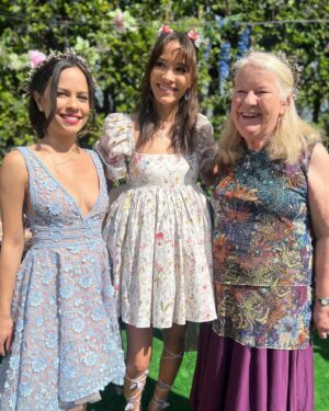 Kimberly Daugherty Instagram - Had the best time celebrating my beautiful sister and bride-to-be @astylepixie the last two weekends. She’s the most magical human and the showers were only fitting. Thank you @luckyplum for creating such beautiful tables and delicious desserts. Also finally got to wear my @nadinemerabi dress after two years of pandemic.