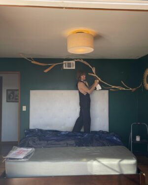 Kimberly McCullough Instagram - I am so damn excited about the first work of art I got to commission from @mariemckenzieart It’s a seaweed sculpture custom made to drape across the top of our bed frame. I can’t imagine a more magical piece of art to sleep under every night. Thank you Marie for your thoughtful construction/artistry and your commitment to ocean regeneration. You’re so talented and have the biggest ❤️