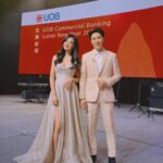 Kimberly Chia Instagram - First hosting job of the new year with the big boss 😛 thank you for having us @uobgroup 🙌🏻 huat huat everybody! 🐉 Styled by @style_lease ✨ HMU @rowan_autelier @autelier_makeup 💄
