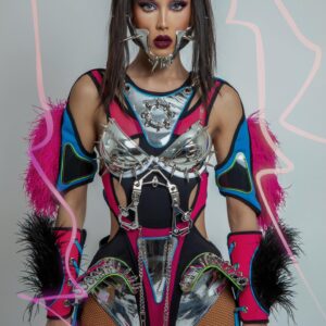Kimmy Couture Instagram - 🚀Futuristic Mannequin🚀
.
.
🩱 Bodysuit designer: @hon.atelier 
🔗 Metal pieces by: @dancerhyme 
📸 Photo by: @derekhillephotography