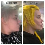 Kira Magnin-Forster Instagram - Didn’t know if I felt comfortable to post this but the change has me shook. March last year, I was depressed, anxious, starving myself but couldn’t lose a single pound. Started documenting my hair growth because my hair was literally breaking off and falling out. The self talk was so negative and I felt like I was spiraling internally. It was about 6 month until I turned 40 and I refused to go into this new stage of my life feeling the absolute shit that I did. I started to really take a look at myself and had to turn it around. I worked first and foremost on my mental health, really learning how to cope. A lot of this I had internalized and didn’t share with ANYONE. But slowly, I started to turn things around for myself. It began my year of healing and getting my confidence and motivation back. Because it was LONGGGG GONE. Now fast forward to last night when I took this photo. Holy crap, I did that. I’m the happiest I’ve been in years. My confidence and motivation is back, my hair is growing again and honestly, nobody can tell me shit. I somehow look younger and feel it too! Our bodies and minds are insane. A lot of us struggle but nobody would even know it. Be kind to YOURSELF and to others. It’s rough out there.