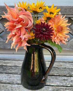 Kirsten Ramsay Instagram - Lovely flea market ceramic jug find! Always on the lookout for ceramics and this is perfect for the last of the seasons garden blooms.

#ceramics #pottery #antiques #collectibles 
#conservation #restoration #gardenflowers 
#fleamarket #blackceramics