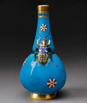 Kirsten Ramsay Instagram - This vibrant and stunning Beetle vase reposted from @ashmoleanmuseum stopped me in my scrolling tracks.

Everything that I love about ceramics is here, colour, form, incredible craftsmanship and nature …

Designed by Christopher Dresser for Minton & Co in 1872

#ceramics #ceramicconservation #conservation 
#restoration #ceramicart #colour #beetlevase 
#victorianceramics