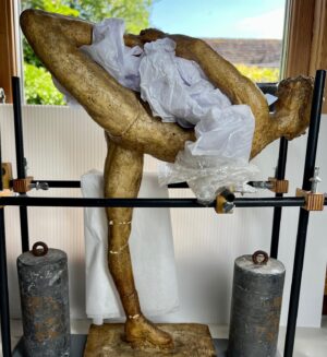 Kirsten Ramsay Instagram - Occasionally we have to get creative working out the best ways to support objects during the conservation process. 

This beautiful painted plaster maquette of an ice dancer from the 1930’s had extensive damage across the supporting leg and signs of previous restoration. H 45 cm

Using a custom adjustable frame, made for us by @david_burville_burvilleorgans and old clock weights the object was safely encased during treatment.

The object was returned to the client in a stable condition with all signs of damage removed and ready to be displayed and enjoyed again.

#conservation #conservationoninstagram #repair 
#paintedplaster #paintedplastersculpture 
#maquette #conservationsupport #artcollector 
#artworks #restoration #restore