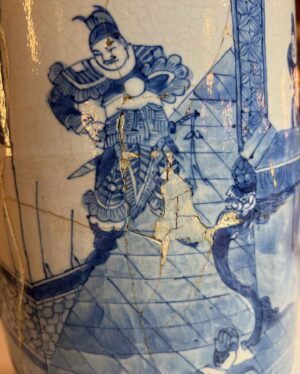 Kirsten Ramsay Instagram - This beautiful Chinese vase arrived in The Repair Shop with a long history. 

Having been made into a lamp base many years before, it had sat alongside Kate’s Dad’s chair throughout her childhood, until an unfortunate accident with a skipping rope smashed it into pieces.

The lamp was repaired and after the death of her father it served as a reminder of happy times.

Kate kindly entrusted me to take the old restoration apart and to try and give the lamp a new lease of life.

This was such a beautiful piece to work on, not just the blue and white decoration but the feel of the glaze on the surface was a pleasure to handle, a testament to the quality of the original maker.
 
The vase responded well to treatment and I was able to dismantle the old repair and clean away the previous adhesive and fill material with good results.

The finished piece was bonded using conservation grade adhesive a colour fill technique and a small amount of retouching.

There is s real satisfaction in knowing that this vase can now be used and enjoyed for many more years to come.

Catch up on @bbciplayer 

@therepairshoptv #therepairshop #repair 
#restoration #conservation #chineseceramics 
#porcelain #conservatorsofinstagram #bbc 
#retouching #glazedceramics #blueandwhite 
#lampbase #kirstenramsay