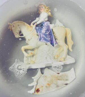 Kirsten Ramsay Instagram - I’m guessing that this glamorous German horse rider has just swept in from a ride in the Bavarian Forests …

A much loved, broken family heirloom has come into the studio to be repaired. 

This piece has a small vase/pocket at the rear into which tapers and spills could be placed, these were used for transferring fire to light a candle or pipe.

Usually kept on a mantelpiece, Spill vases come in all sorts of shapes and designs.

Damaged many years ago it has been treasured even in its broken condition.

We love hearing the stories behind the objects that pass through our hands, hopefully going on being enjoyed for many years to come.

#ceramics #ceramic #restoration #conservation #repair #mend
#save #china #europeanceramics  #artrestoration #antiques 
#collectibles #germanceramics #cleaning #conservationcleaning 
#kirstenramsay #ceramicrestoration #spillvase