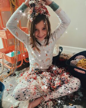 Kirsten Storms Instagram - I’ve been working on wall hangings (for my new place) the last few days and I had collected a pile of yarn scraps on the floor. HAD being the key word in that last sentence. I love how this girl knows how to find joy in anything. Her spirit is goals. ♥️ (I can’t believe she is turning 8 tomorrow!)