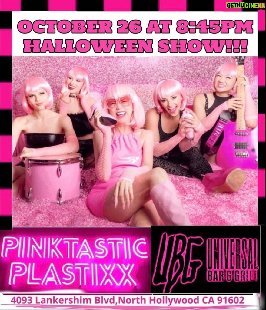 Kitten Kay Sera Instagram - If you missed @pinktasticplastixx over the weekend .. never fear we will be at UNIVERSAL BAR & GRILL FOR A VERY special HALLOWEEN 🎃 SHOW !! We go on at 8:45 pm .. y’all make sure you come please 💗 what do you think our Halloween costumes should be ??? 💗 of course we are taking requests.. PINKTASTIC PLASTIXX ARE @alexa.drums @rockyrosemusic @aurora.celena.bass @celindachang @kittenkaysera 📷 @sofinchphotography At @thepinkpalace_ 💗 exxcited to share the stage with @xtineandtherecklesshearts @ominousduckofficial @tempermentaltheband