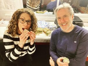 Kitty Flanagan Instagram - What I really missed during covid: Sitting backstage postshow having delicious sandwiches with my comedy buddies. Having such a good time @malthousetheatre and thankyou Benny @balasanga3183 - for the top notch sandwiches . Living the carb filled dream.