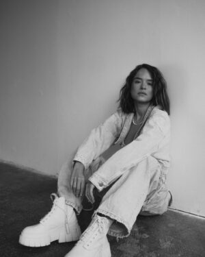 Kristína Svarinská Instagram - Caption:

Grounded in her real world.

📸 @katarinaslesar 
👗 @who.is.laska 
💅🏻 @makeupbykatka 

#photoshoot #havingfun #denimonskin #messyhair #takemeanywhere #catchmeifucan #playinbymyownrules