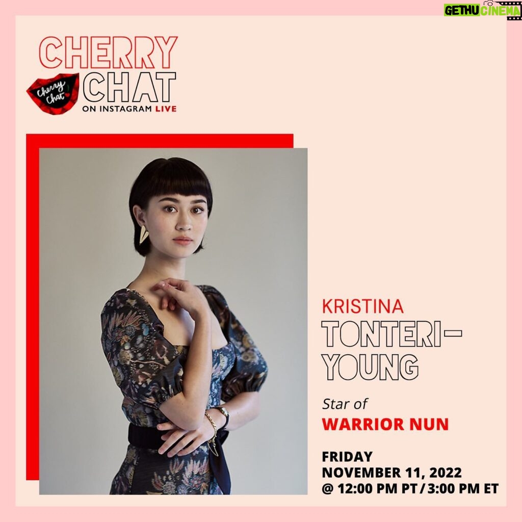 Kristina Tonteri-Young Instagram - Today, at 12pm PT/3pm ET, I will be going LIVE with @thecherrypicks in their CherryChat Series. Go follow them to stay up-to-date! #CherryChat