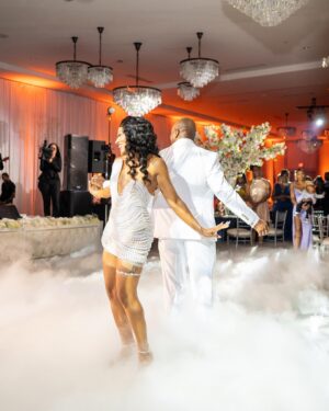 Kron Moore Instagram - So… we did a thang.👰🏾‍♀️🤵🏿‍♂️💍💜

Hair: @designer_elijah_ 
Unit: @kenya_styles 
MUA: @itsparasharde 
Skin: @luminousskinatl 
Gowns: @bridesbynona 
Shoes: @jimmychoo 
@geminiair14 ‘s MUA: @rachelreid.beauty 
@geminiair14 ’s  Hair: @kimberlythecreatork 
@geminiair14 ‘s Custom Tux: @beeombi 
@geminiair14 ‘s Shoes: @giuseppezanotti 
Coordinator: @_eventsbymesita 
Venue: @legendaryevents 
DJ: @liftoff__ 
Entertainment: @shaunrose_ 
Photography: @taunhendersonphotography 

#kronmoore #love #wedding #life #summer #atl #vowrenewalceremony
