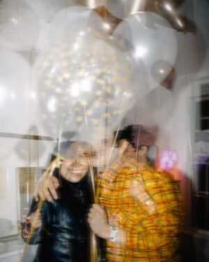 Krysta Rodriguez Instagram - When my opening night for The Collaboration was cancelled because of covid, I had no idea my friends were planning a surprise opening night weeks later with all my favorite people. And yes, a red carpet and fake paparazzi. These are truly photos of me at my happiest. Thankfully @drewxphotography was there to capture it all. Still floating 🎈
