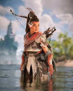 Kylie Liya Page Instagram - If you haven’t yet, join me, Seyka and help me in #horizonburningshores exclusively on PlayStation 5! Explore and Expand the map! Incredible adventures to endeavor🏹 AND follow me on Twitch so we can save the land together💪🏼