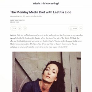 Laëtitia Eïdo Instagram - For #english readers! #INTERVIEW "Why is this interesting?" --> ON #MEDITATION, #AI AND #CHRISTIANBOBIN, by @colinjnagy • pic @i_gave_you_power_ • jumpsuit @sophiehawkinsco • @agencefrenchlights