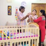 Lahari Arundhati Vishnuvazhala Instagram - ♥️Postpartum period is incomplete without mum & dad 😍♥️ Happy 3rd month little one 😍