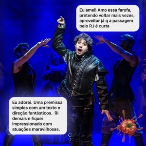 Laila Garin Instagram - TEM QUE VER! E não e a gente que tá falando não, viu, são vocês! Alguma Coisa Podre continua em cartaz no Rio só até 5 de maio e você não pode perder!
 
🚨 Curtíssima temporada!

🎟️ Ingressos a partir de 25 reais!

🎫 Promoção: 50% de desconto nas sessões de quinta e sexta com o cupom PODRE50

#musicalpodre #shakespeare #somethingrotten #broadway #algumacoisapodre #teatromusical  #teatroRJ #showtime #cultura