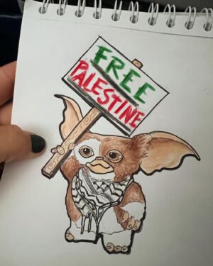 Landon Cider Instagram - Sketched Pro-Palestine Gizmo on a plane the other day after I was inspired to draw a few other versions of them (does Gizmo even have a gender?!) in various cosplay/drag looks (on my TT if you wanna see those)
Meta already considers my page to be “political” so you probably won’t even see this. But can’t stop won’t stop.
.
Your voice is your privilege. Use it. Our government is sh!t