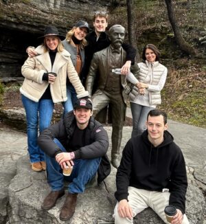 Lara Spencer Instagram - 10 shots (pun intended) of our Mother Son tour of Jack Daniel's Distillery.  A fabulous history lesson and look at how this iconic American brand takes such pride in their product.  Did you know every drop of Jack around the world is made right here in Lynchburg, TN?  Handcrafted right down to the labels-- applied by HAND (see the video attached--I kept thinking of Lucy and the chocolates!). What a highlight to do a tasting with the Master Distiller and true rockstar Chris Fletcher and go up to the top floor of a very special barrel house, watch him DRILL into a barrel of 4 year old Tennessee Whiskey, and  allow us to fill a bottle and taste.  Learned so much.  Laughed so much.  Hopefully our boys will smile and remember our day every time they see a bottle of Jack.  #oldnumber7 .