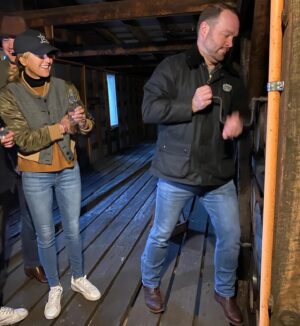 Lara Spencer Instagram - 10 shots (pun intended) of our Mother Son tour of Jack Daniel's Distillery.  A fabulous history lesson and look at how this iconic American brand takes such pride in their product.  Did you know every drop of Jack around the world is made right here in Lynchburg, TN?  Handcrafted right down to the labels-- applied by HAND (see the video attached--I kept thinking of Lucy and the chocolates!). What a highlight to do a tasting with the Master Distiller and true rockstar Chris Fletcher and go up to the top floor of a very special barrel house, watch him DRILL into a barrel of 4 year old Tennessee Whiskey, and  allow us to fill a bottle and taste.  Learned so much.  Laughed so much.  Hopefully our boys will smile and remember our day every time they see a bottle of Jack.  #oldnumber7 .