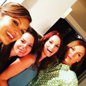 Laura Leighton Instagram - Anyone remember this bunch? Sometimes known as The #PLL Wine Moms... We’ve reunited for episode 8 of @hbsc_podcast! Catch the chat with @mslesleyfera , @thehmc and @niapeeples on Apple Podcasts, @spotify, or @iHeartRadio.  Not sure if we have solved the mystery of the basement escape or not, but it was fun to try! 😬❤️#prettylittleliars #HomewardBoundPodcast #staystrongstayhealthystayhome🏡