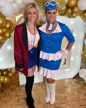 Laura McGoldrick Instagram - “Well colour me happy there’s a sofa in here for two…” 🖤 Happy 40th @tonimstreet 🖤 loves a 90’s dress up 😂 xx