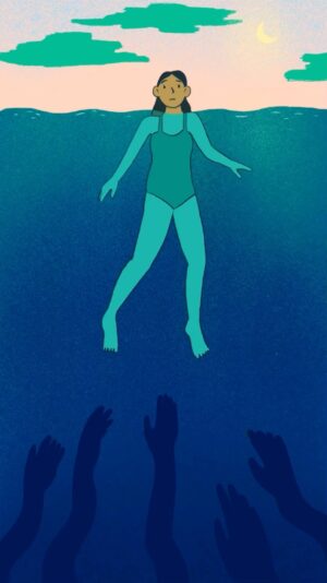Laura White Instagram - Treading water 🌊
.
.
#ocean #animation #animated #anxiety #loop #loops #2danimation #framebyframe #procreate #drawing #digitalart #illustration #illustrated #sketch #blue #sea #artwork #artistsoninstagram
