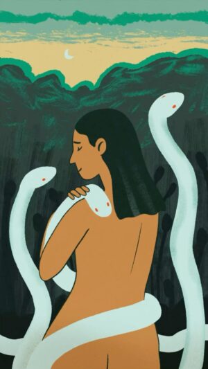 Laura White Instagram - Swaying with snakes 🐍🖤
.
.
#animation #loop #illustration #framebyframe #procreate #digitalart #artwork #drawing