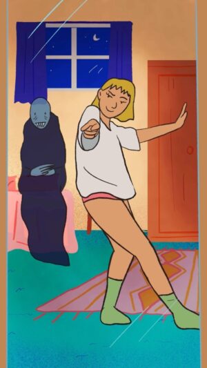 Laura White Instagram - Entertaining my mirror demon and no.1 boy at 3 AM 👹
.
.
#animation #loop #2danimation #artwork #procreate #framebyframe #digitalart #drawing #dancing #cartoon #illustration #femaleartist #thenicegalleryhumour
