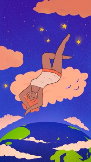 Laura White Instagram - Dreaming and wishing 💫☁️
.
.
#animation #illustration #loop #space #2danimation #framebyframe #procreate