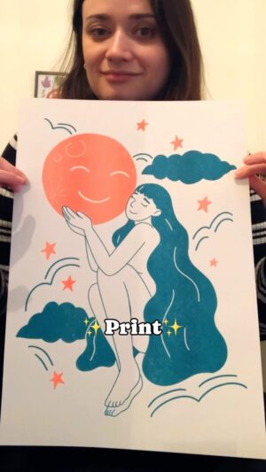Laura White Instagram - Moon print is available through the link in my bio! ⭐️😘 shipping is worldwide ✌️

170gsm riso print made with recycled paper @rootspress 💚
.
.
#artprint #animation #riso #recycled #print #art #artwork #drawing #moon #illustration #illustrated