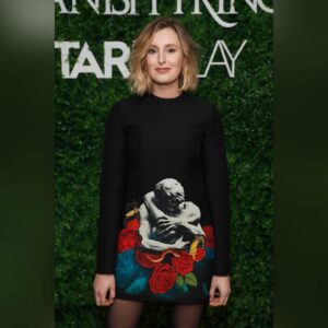Laura Carmichael Instagram - At @thespanishprincessstarz screening last night. Super styling @rebeccacorbinmurray hair and mu @carolinebarnesmakeup dress @maisonvalentino ❤️❤️❤️