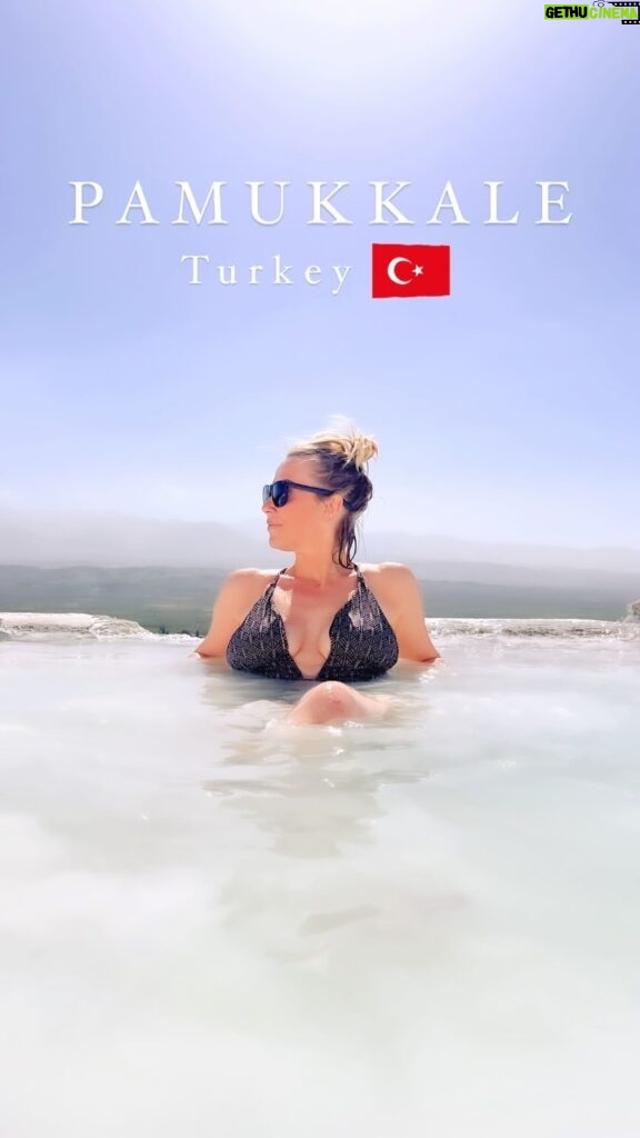 Laura Hamilton Instagram - Over the last week I've been lucky enough to have been travelling 🎥 seeing a lot of Turkey. Lots of you have been messaging me asking about what to see and what to do... and I'm going to be sharing it all with you very soon... . . . The 8th wonder of the world and known for their therapeutic properties, the hot springs in Pamukkale have been drawing people for centuries, seeking the healing benefits of the mineral-rich waters. The terraces of Pamukkale, often referred to as the Cotton Castle, are simply stunning. . . . Pamukkale is the largest and finest example of elaborate calcium formation in the world. The €30 entry fee gives you access to the entire historical site and whilst autumn is said to be the best time to visit, the climate in early April was 26 degrees and it wasn't too busy. . . . The nearest airport to Pamukkale is Denizli (DNZ) Airport which is 52.8 km away. Other nearby airports include Dalaman (DLM) (135.8 km), Bodrum (BJV) (147.6 km), Izmir (ADB) (177.2 km) and Antalya (AYT) (186.9 km). . . . #travel #turkey #filming #wonderful_places #wanderlust #pamukkale