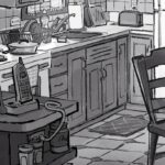 Laura Price Instagram - blender practice! trying to see how quickly I can model rooms for drawover. this is another one for my personal project. drawing done on my ipad on the app #procreate on a recent flight. learned blender by taking a class by the wonderful @kelseyrolandart! #blender #visdev