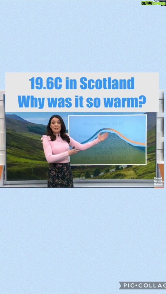 Laura Tobin Instagram - 🌡️ 19.6C in Scotland in January!! Yes that happened yesterday in Kinlochewe making it the warmest UK January day on record. Why? Because of the #Foehn effect, which makes one side of a mountain warmer than the other Is it linked to #climatechange? One day alone without a study is hard to say but the trend is clear. 7 of the 12 warmest months have happened in the last 20 years. The last cold record was in 1995!